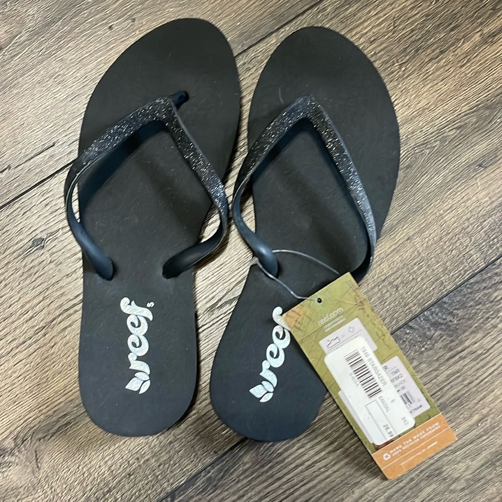 REEF Stargazer Flip Flops, Size 5, Black